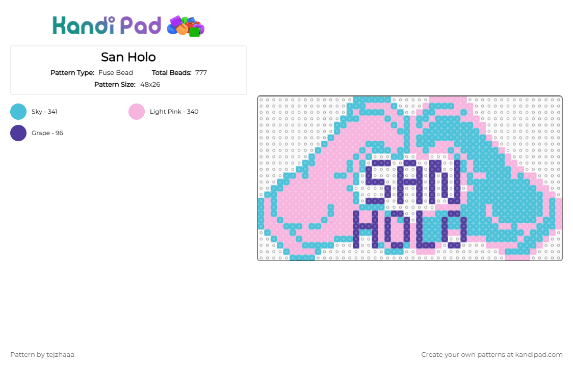 San Holo - Fuse Bead Pattern by tejzhaaa on Kandi Pad - light blue,pink