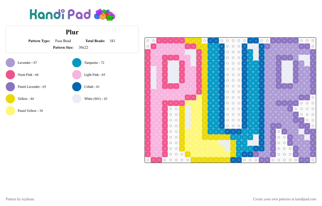 Plur - Fuse Bead Pattern by tejzhaaa on Kandi Pad - pink,blue