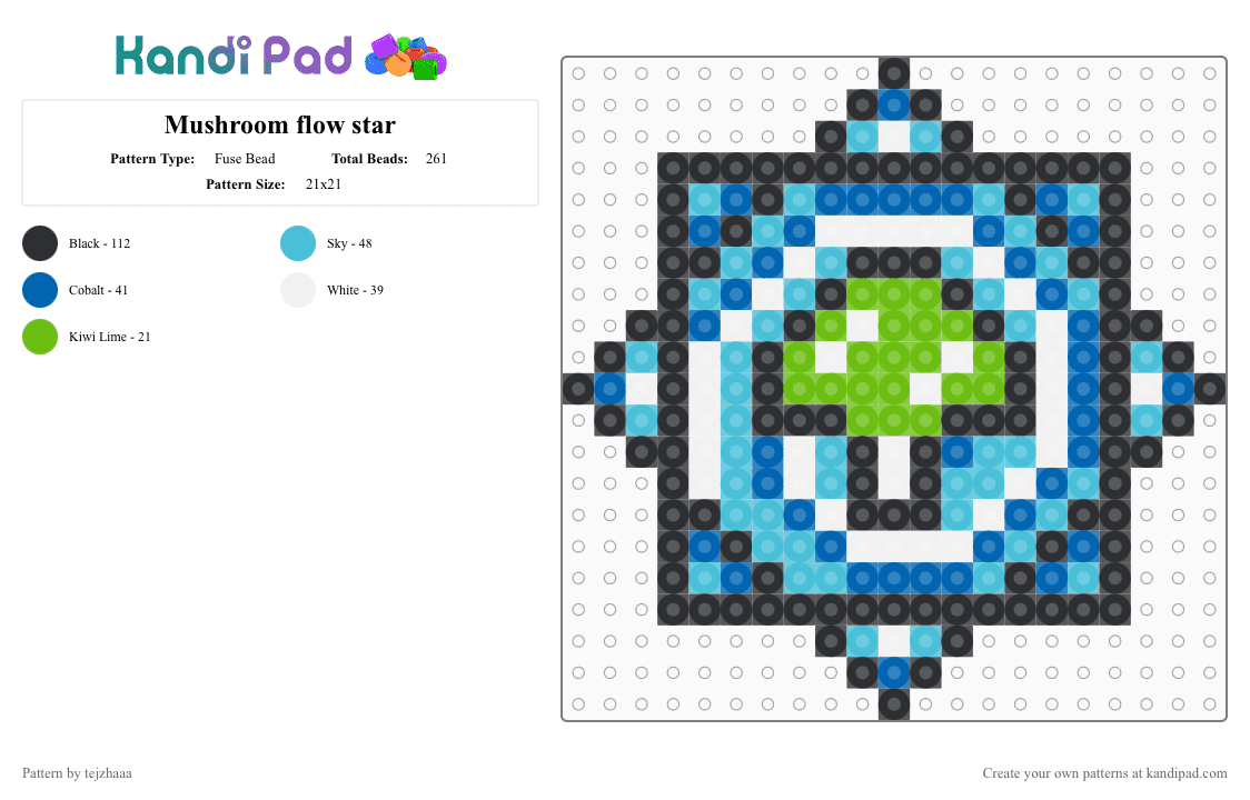 Mushroom flow star - Fuse Bead Pattern by tejzhaaa on Kandi Pad - blue, light blue