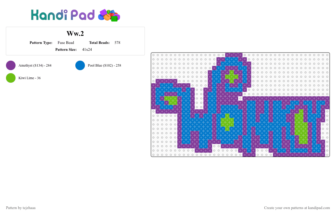 Wonky Willa - Fuse Bead Pattern by tejzhaaa on Kandi Pad - wonky,wonky willa,dj,logo,edm,music,pink,blue