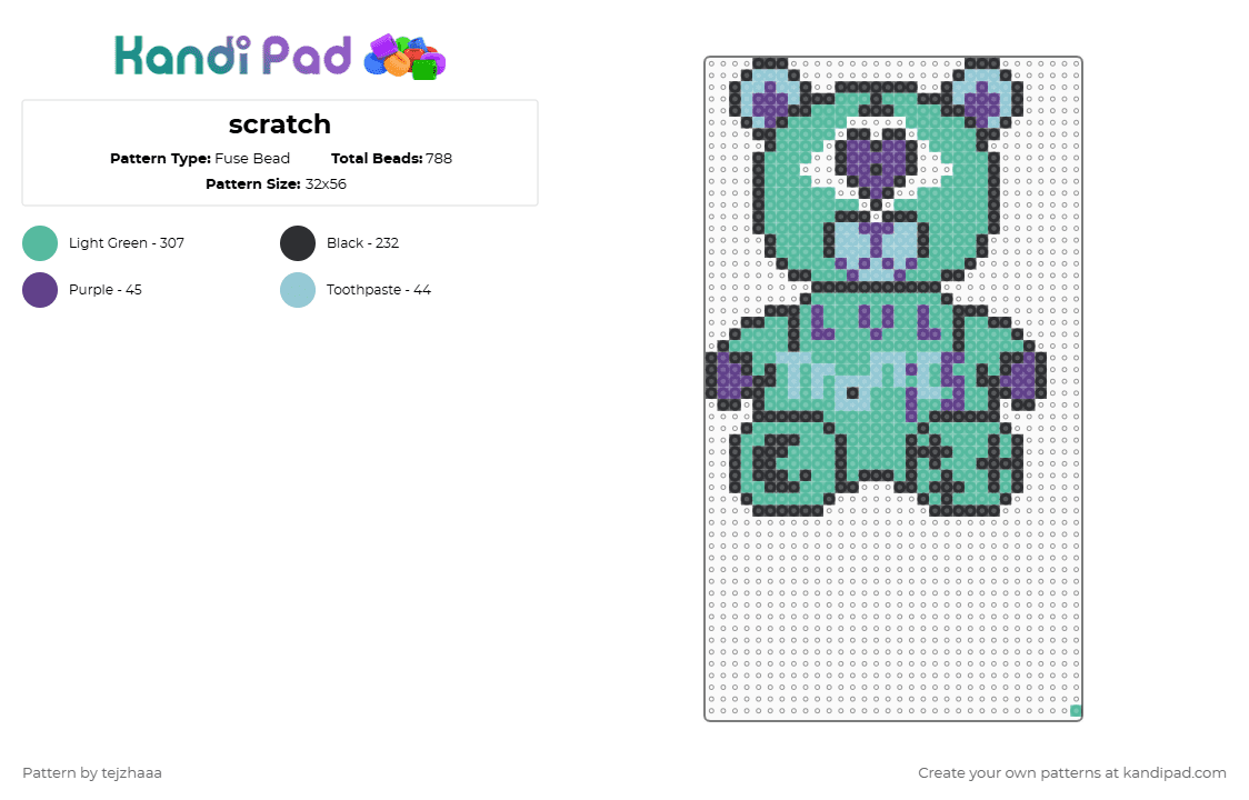 scratch - Fuse Bead Pattern by tejzhaaa on Kandi Pad - teal