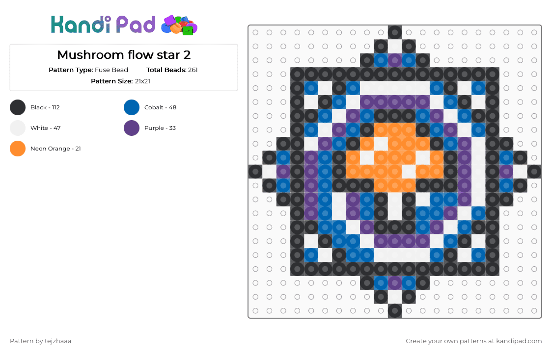 Mushroom flow star 2 - Fuse Bead Pattern by tejzhaaa on Kandi Pad - purple,blue