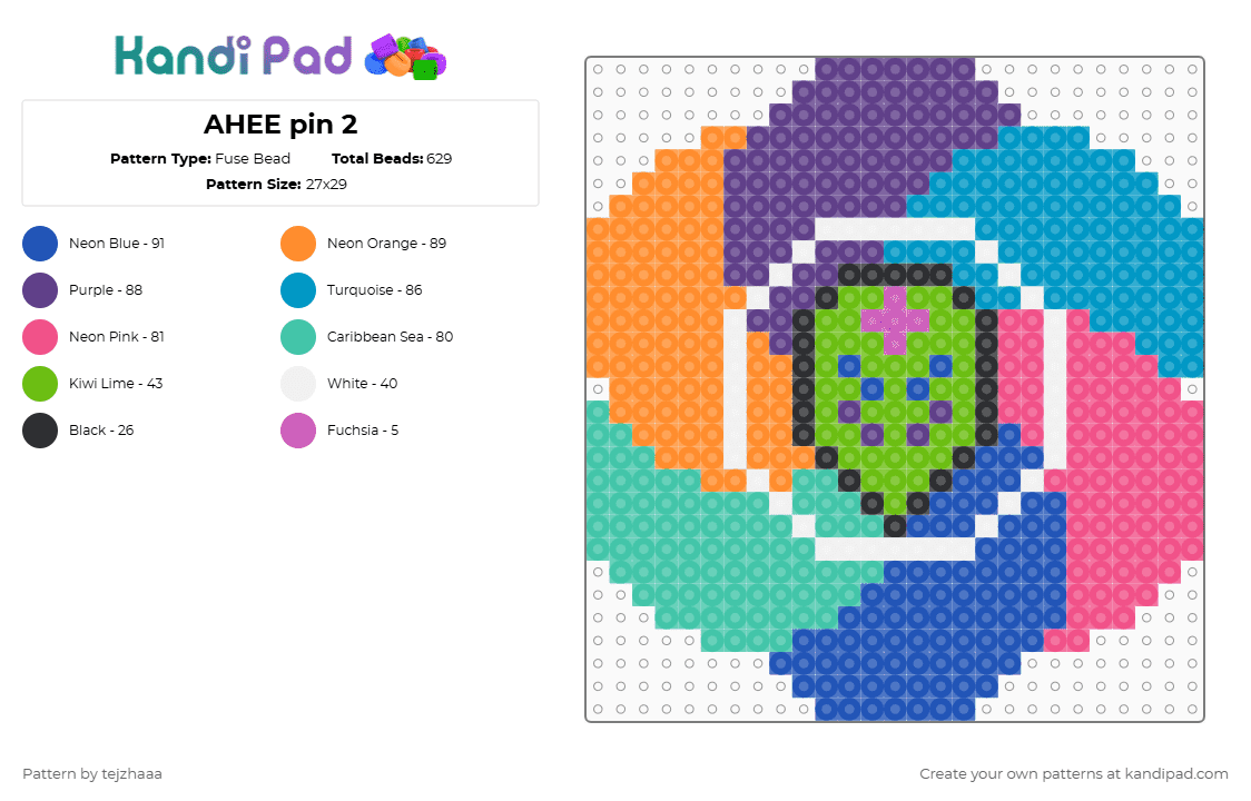 AHEE pin 2 - Fuse Bead Pattern by tejzhaaa on Kandi Pad - blue, colorful, light blue, orange