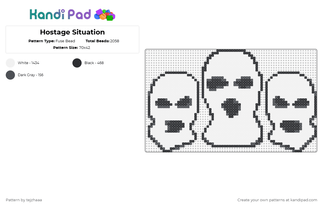 Hostage Situation - Fuse Bead Pattern by tejzhaaa on Kandi Pad - white