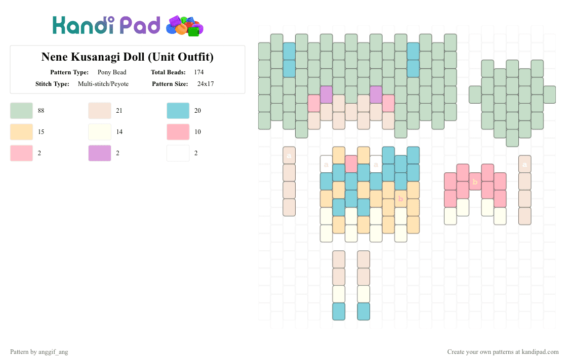 Nene Kusanagi Doll (Unit Outfit) - Pony Bead Pattern by anggif_ang on Kandi Pad - white,light blue,nene,doll,pjsk,colorfulstage,kusanagi,prsk,wxs,project sekai