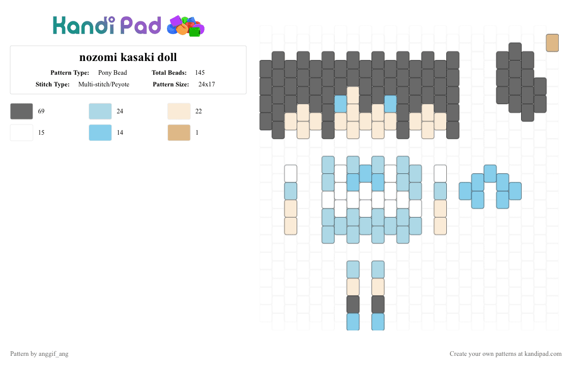 nozomi kasaki doll - Pony Bead Pattern by anggif_ang on Kandi Pad - gray,light blue,nozomi,kasaki,doll,sound euphonium,liz and the blue bird,anime