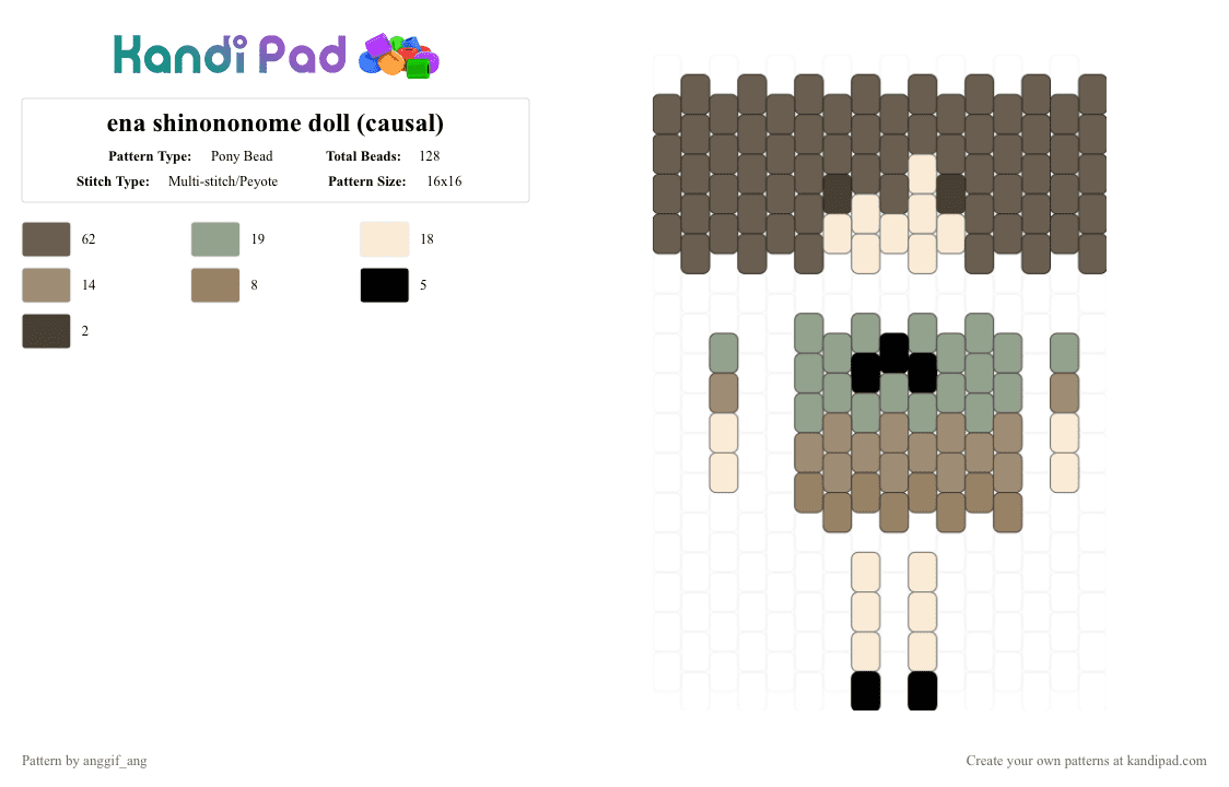 ena shinononome doll (causal) - Pony Bead Pattern by anggif_ang on Kandi Pad - tan,pjsk,colorfulstage,doll,ena,shinonome