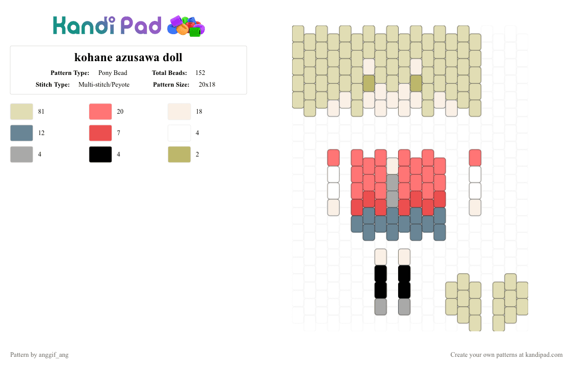 kohane azusawa doll - Pony Bead Pattern by anggif_ang on Kandi Pad - beige,pjsk,colorfulstage,doll,kohane azusawa,vivid bad squad,vbs