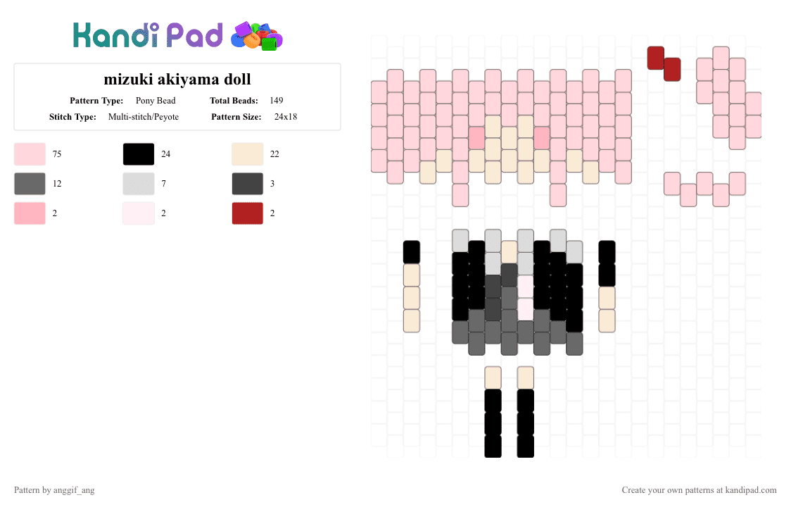 mizuki akiyama doll - Pony Bead Pattern by anggif_ang on Kandi Pad - white,gray,mizuki,pjsk,akiyama,colorfulstage,doll