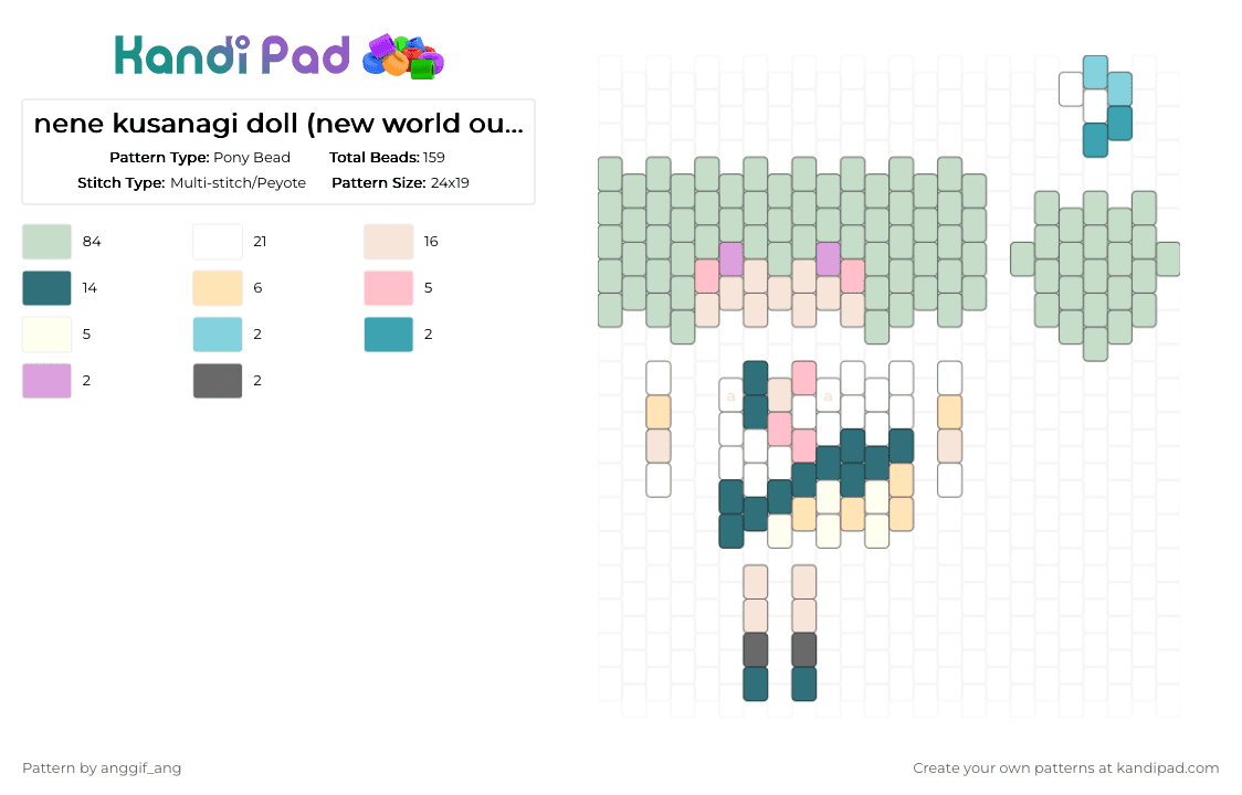 nene kusanagi doll (new world outfit) - Pony Bead Pattern by anggif_ang on Kandi Pad - colorfulstage, doll, gray, kusanagi, nene, pink, pjsk, project sekai, prsk, white, wxs
