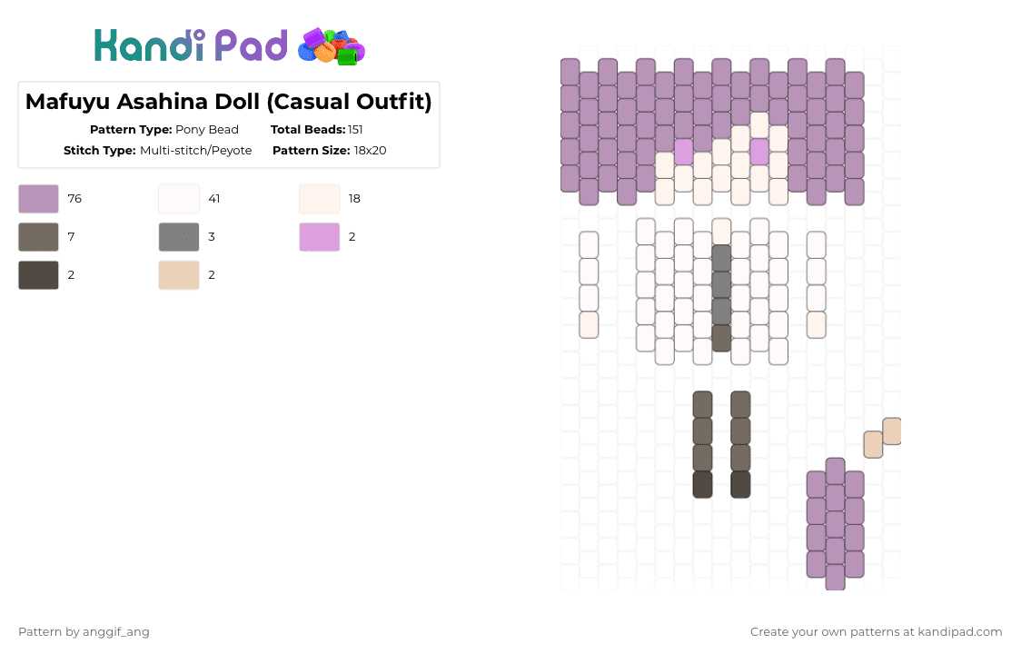Mafuyu Asahina Doll (Casual Outfit) - Pony Bead Pattern by anggif_ang on Kandi Pad - pink,mafuyu,asahina,doll,plush,pjsk,project sekai,colorfulstage,n25