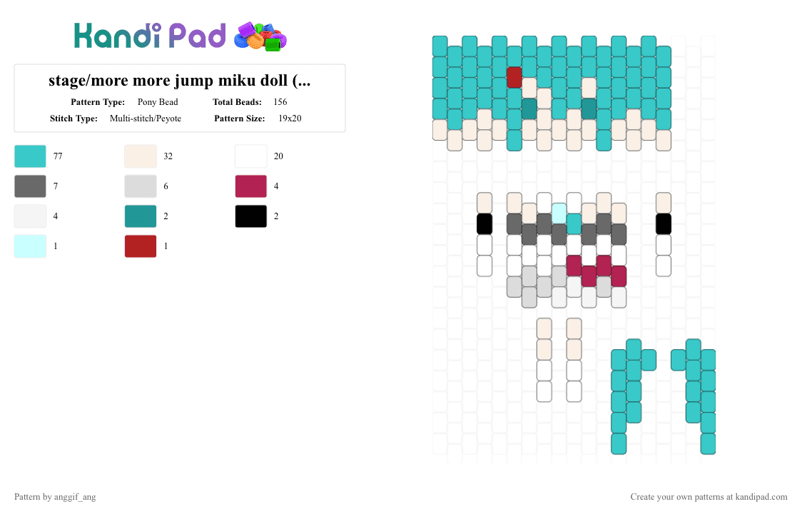 stage/more more jump miku doll (new world) - Pony Bead Pattern by anggif_ang on Kandi Pad - teal,pjsk,colorfulstage,miku,doll,mmj,more more jump