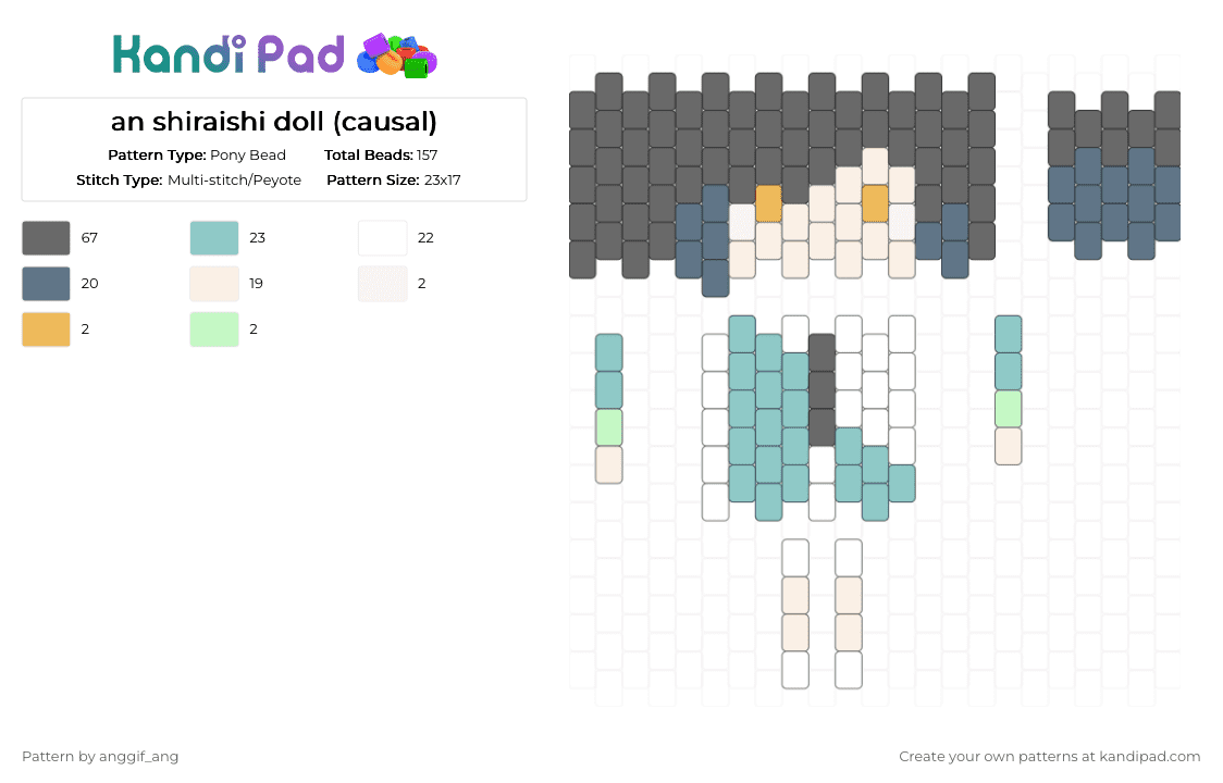 an shiraishi doll (causal) - Pony Bead Pattern by anggif_ang on Kandi Pad - an shiraishi, colorfulstage, doll, gray, pjsk, project sekai