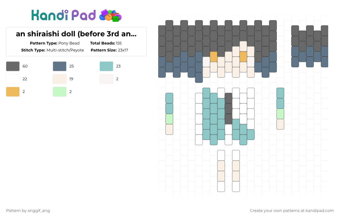 an shiraishi doll (causal) - Pony Bead Pattern by anggif_ang on Kandi Pad - gray,doll,pjsk,an shiraishi,colorfulstage,project sekai
