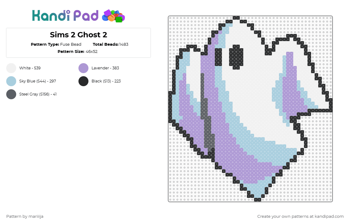 Sims 2 Ghost 2 - Fuse Bead Pattern by mariiija on Kandi Pad - light blue,pink