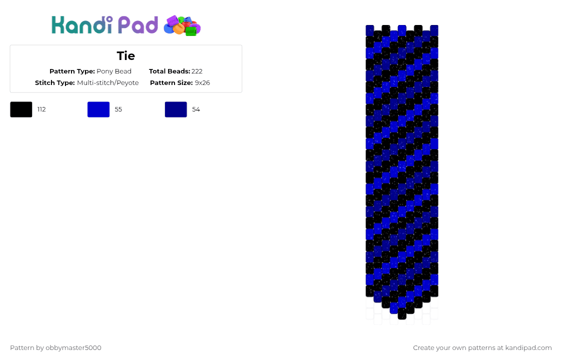 Tie - Pony Bead Pattern by obbymaster5000 on Kandi Pad - purple,black,blue,tie
