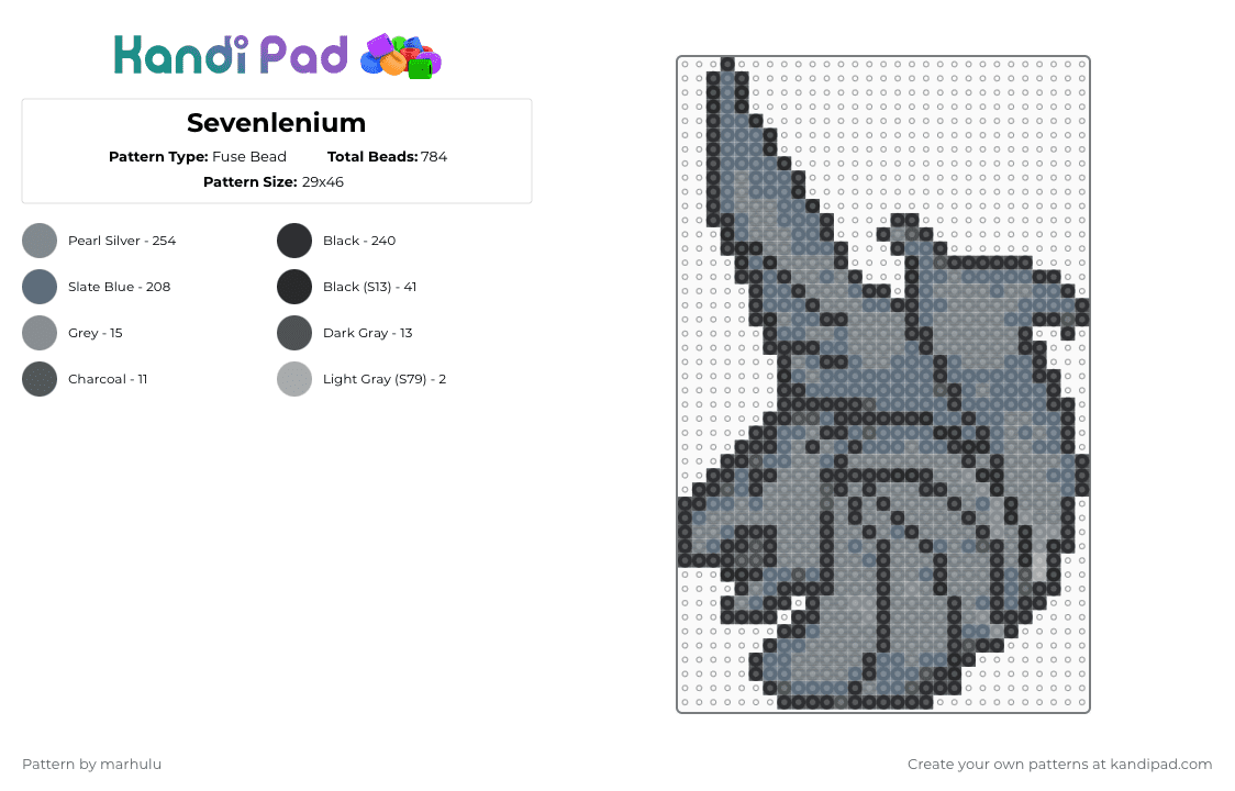 Sevenlenium - Fuse Bead Pattern by marhulu on Kandi Pad - gray,illenium,seven lions,7l,sadboi