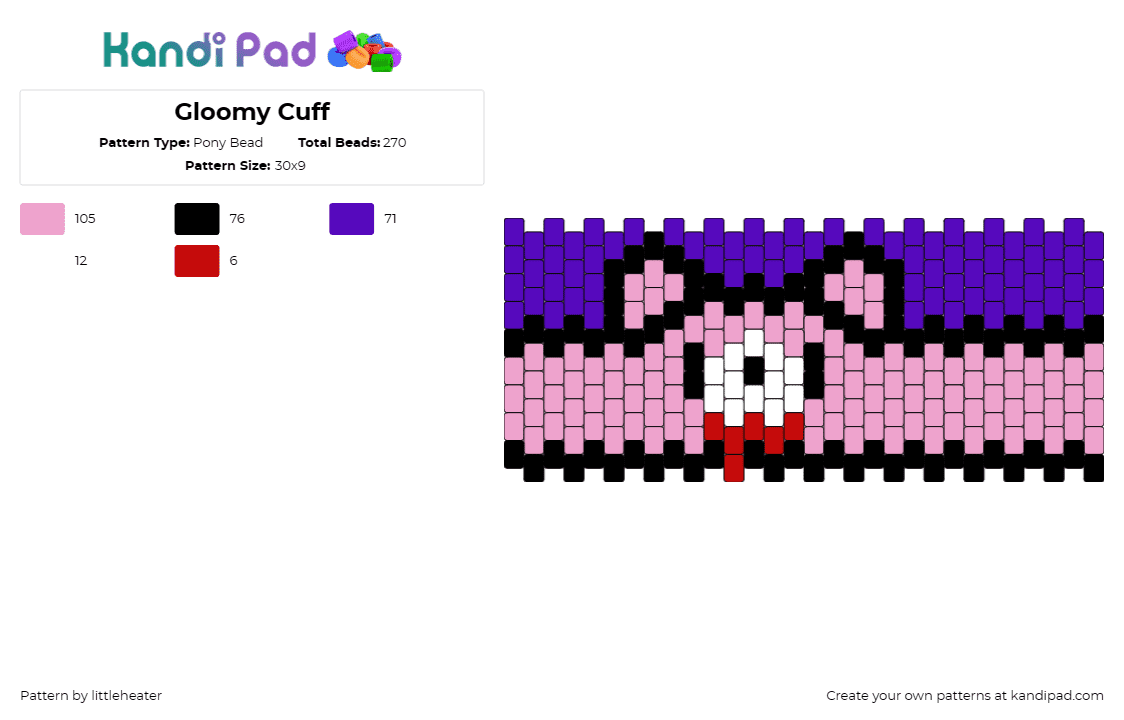 Gloomy Cuff - Pony Bead Pattern by littleheater on Kandi Pad - gloomy bear,zombie,spooky,halloween,cuff,enchanting,horror,adorable,cuteness,pur