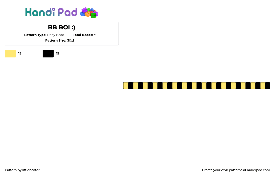 BB BOI :) - Pony Bead Pattern by littleheater on Kandi Pad - bumble bee,stripes,single,bracelet,black,yellow