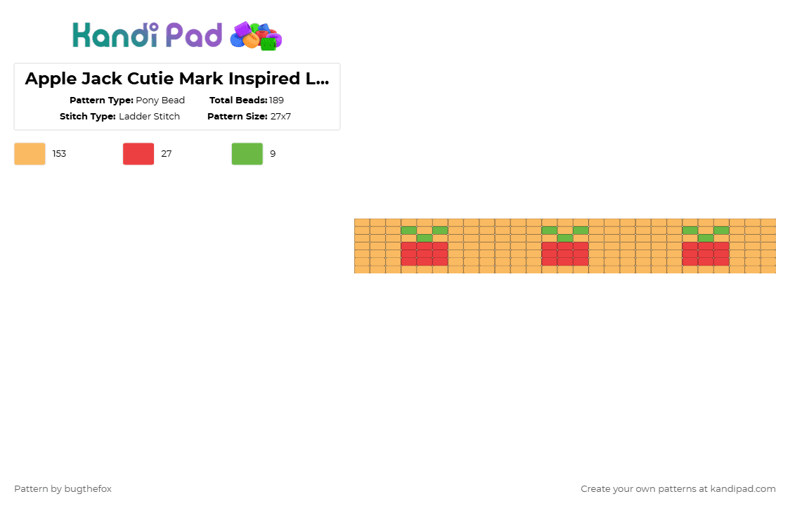 Apple Jack Cutie Mark Inspired Ladder Cuff - Pony Bead Pattern by bugthefox on Kandi Pad - orange,apple,jack,applejack,cutiemark,inspired,ladder,cuff,mylittlepony