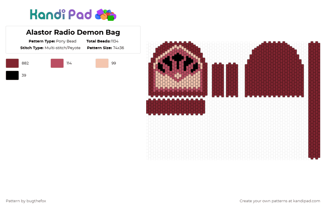 Alastor Radio Demon Bag - Pony Bead Pattern by bugthefox on Kandi Pad - brown,alastor,radio,radio demon,kandi,bag,hazbin hotel,vivziepop,alastors radio