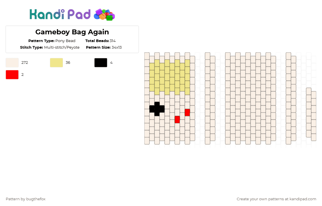 Gameboy Bag Again - Pony Bead Pattern by bugthefox on Kandi Pad - white,yellow,bag,gameboy