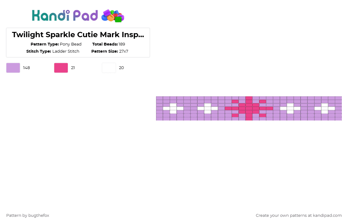 Twilight Sparkle Cutie Mark Inspired Ladder Cuff - Pony Bead Pattern by bugthefox on Kandi Pad - pink,twilight,sparkle,twilightsparkle,cutiemark,inspired,ladder,cuff,mylittlepony