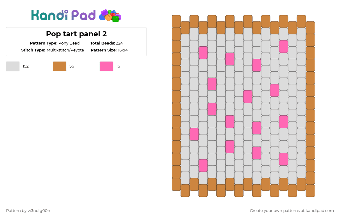 Pop tart panel 2 - Pony Bead Pattern by w3ndig00n on Kandi Pad - white,orange