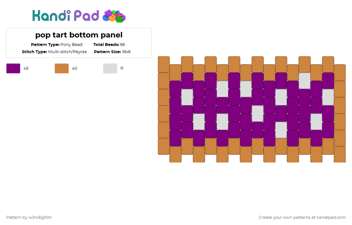 pop tart bottom panel - Pony Bead Pattern by w3ndig00n on Kandi Pad - pink,orange