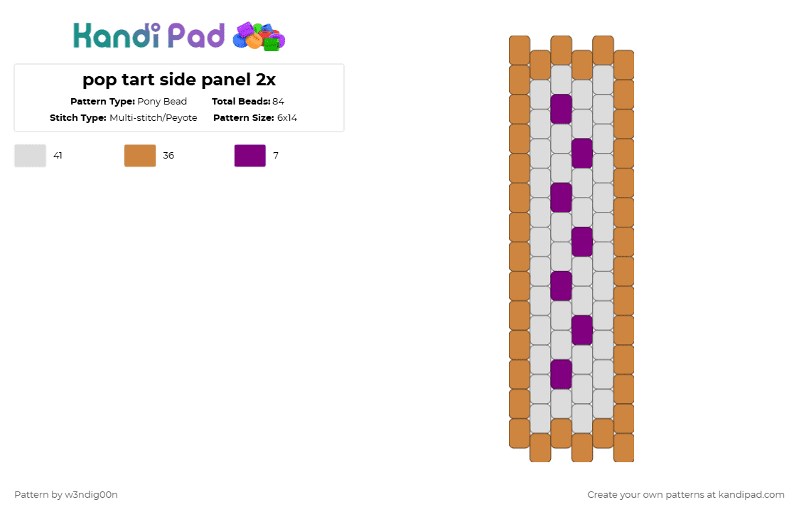 pop tart side panel 2x - Pony Bead Pattern by w3ndig00n on Kandi Pad - orange