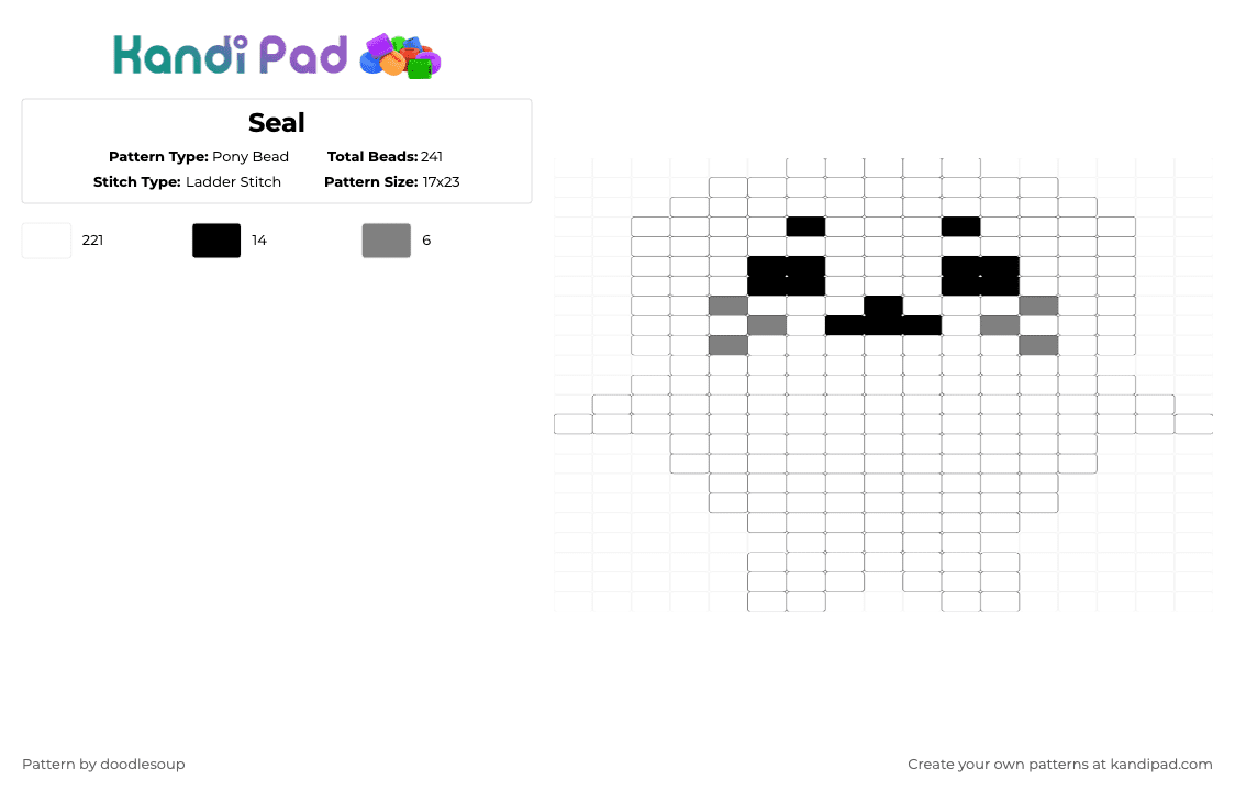 Seal - Pony Bead Pattern by doodlesoup on Kandi Pad - white