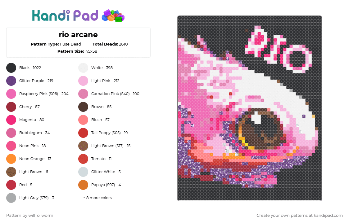 rio arcane - Fuse Bead Pattern by will_o_worm on Kandi Pad - black,pink,red,purple