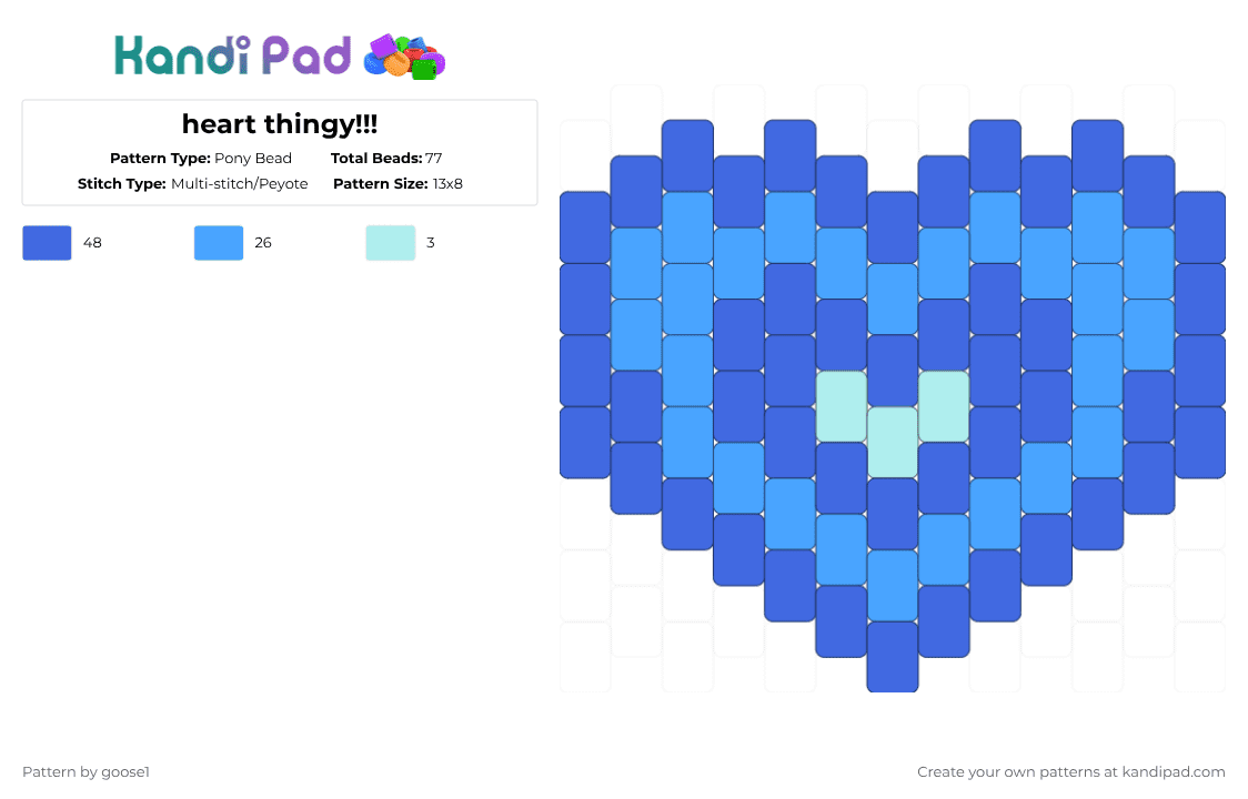 heart thingy!!! - Pony Bead Pattern by goose1 on Kandi Pad - blue,light blue