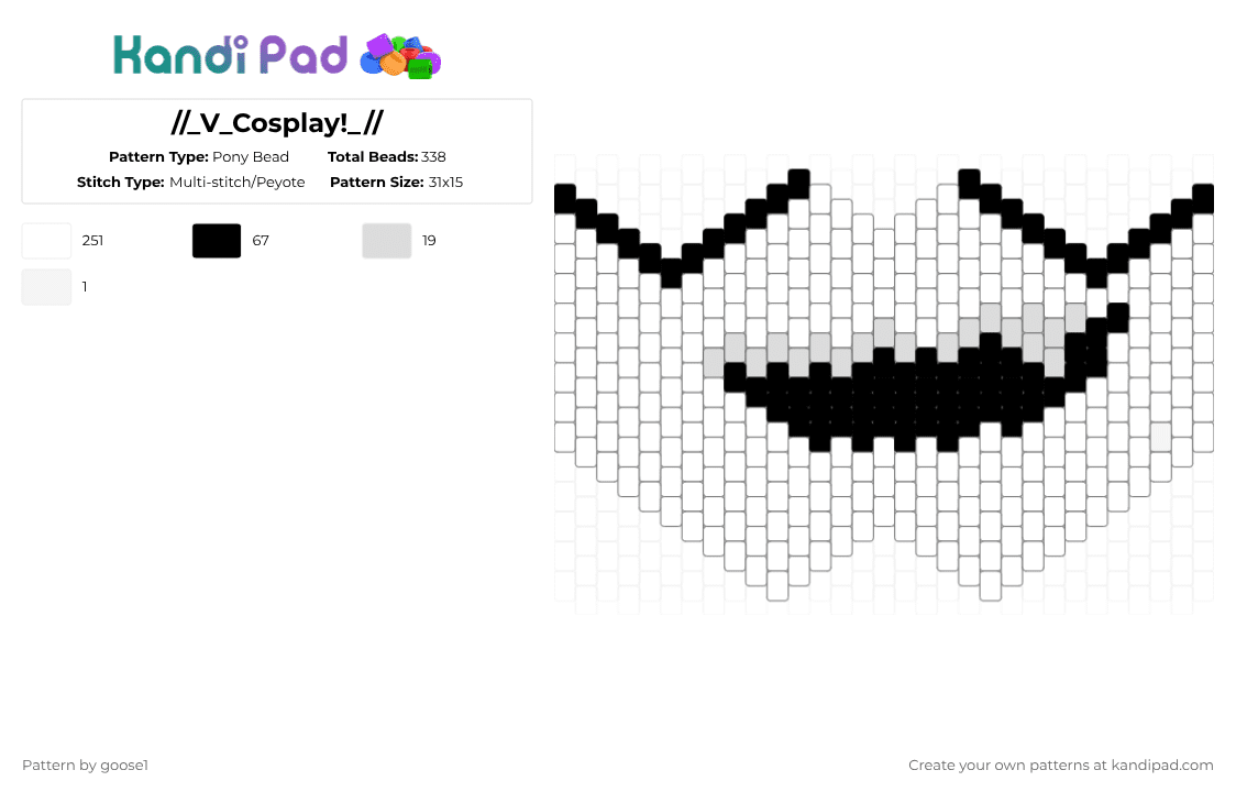 //_V_Cosplay!_// - Pony Bead Pattern by goose1 on Kandi Pad - white