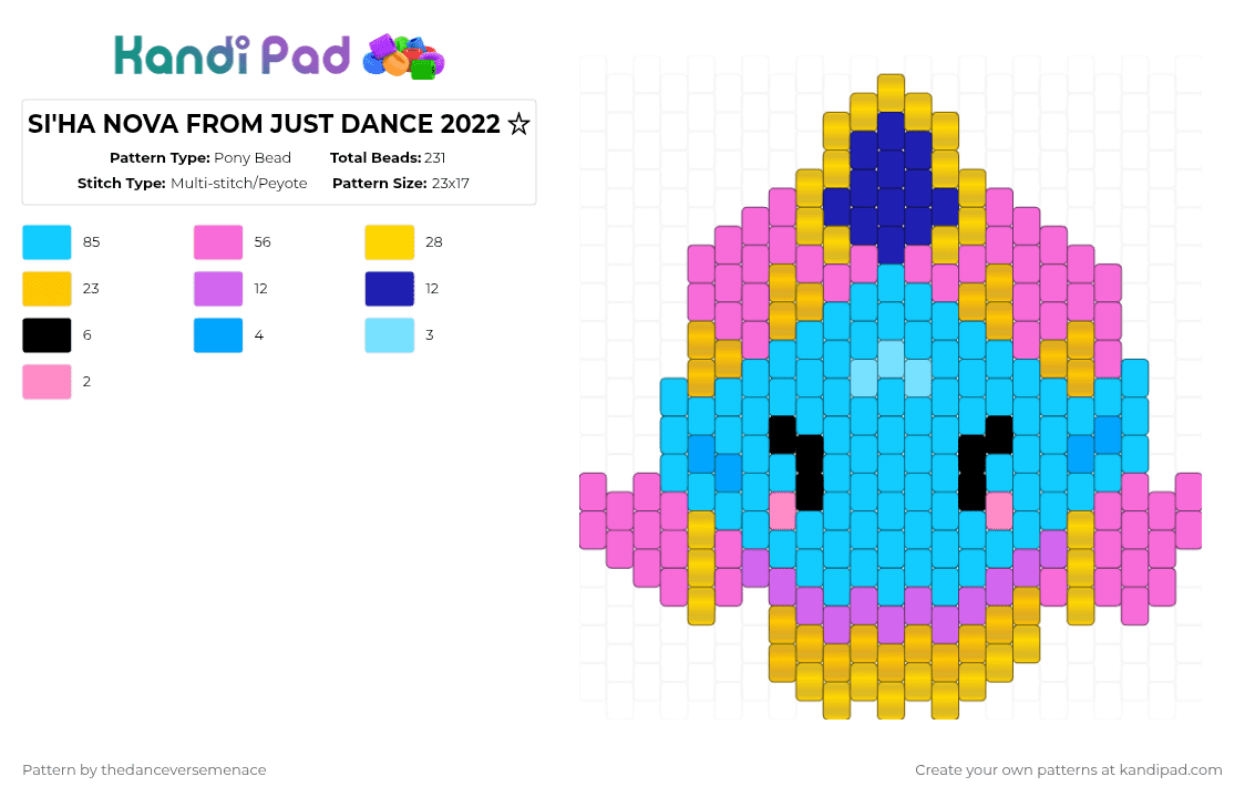 SI\'HA NOVA FROM JUST DANCE 2022 ☆ - Pony Bead Pattern by thedanceversemenace on Kandi Pad - light blue,pink,peyotie,just dance,jd 2022,video games