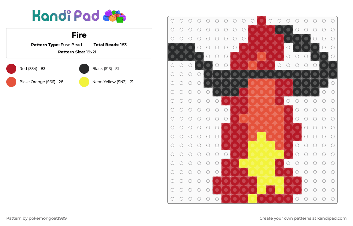 Fire Fuse Bead Pattern - Kandi Pad | Kandi Patterns, Fuse Bead Patterns ...