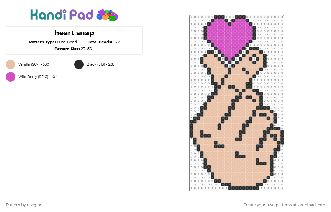 heart snap - Fuse Bead Pattern by ravegod on Kandi Pad - hand,heart,snap,love,beige