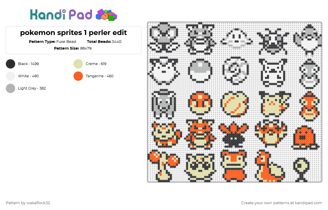 pokemon sprites 1 perler edit - Fuse Bead Pattern by wakaflock32 on Kandi Pad - yellow