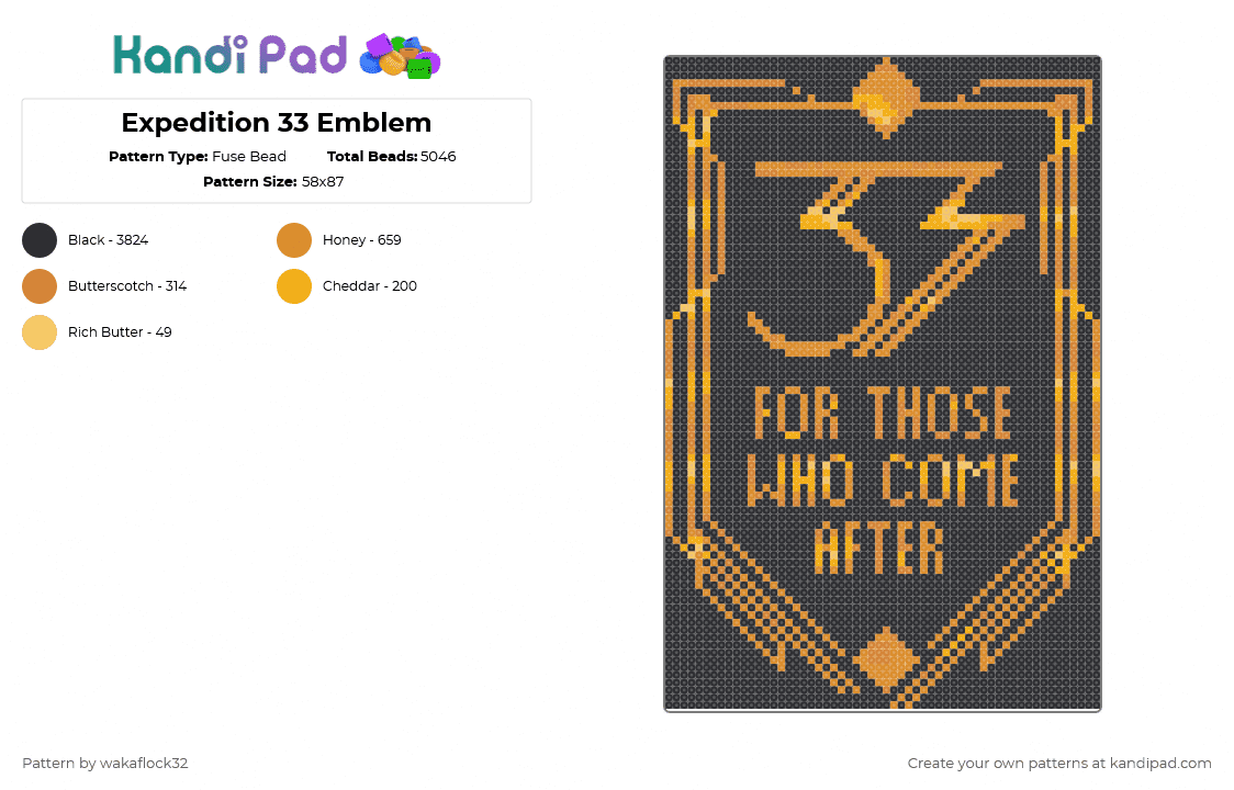 Expedition 33 Emblem Fuse Bead Pattern - Kandi Pad | Kandi Patterns ...