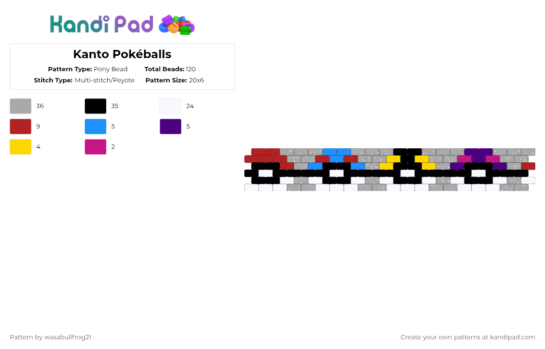 Kanto Pokéballs - Pony Bead Pattern by wasabullfrog21 on Kandi Pad - beige,pokemon,pokeball,kanto