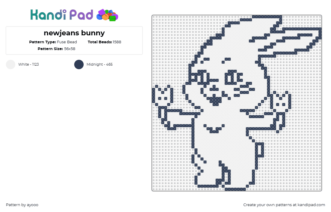 newjeans bunny - Fuse Bead Pattern by ayooo on Kandi Pad - newjeans,bunny,music,outline,minimalist,modern,simple