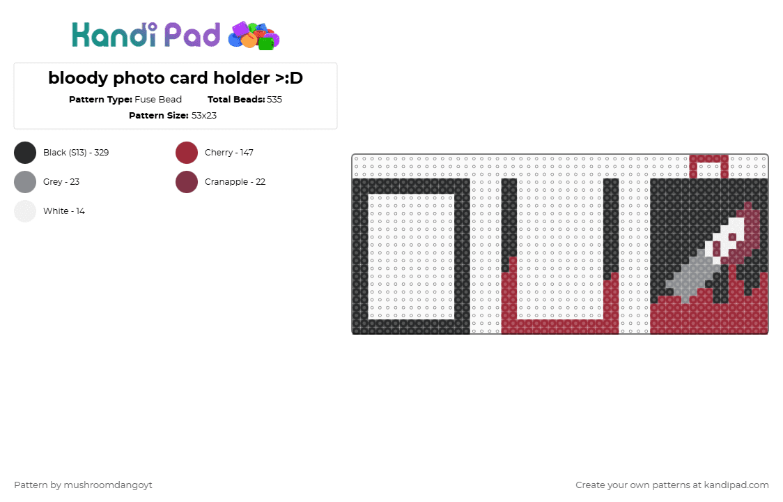bloody photo card holder >:D - Fuse Bead Pattern by mushroomdangoyt on Kandi Pad - black,red