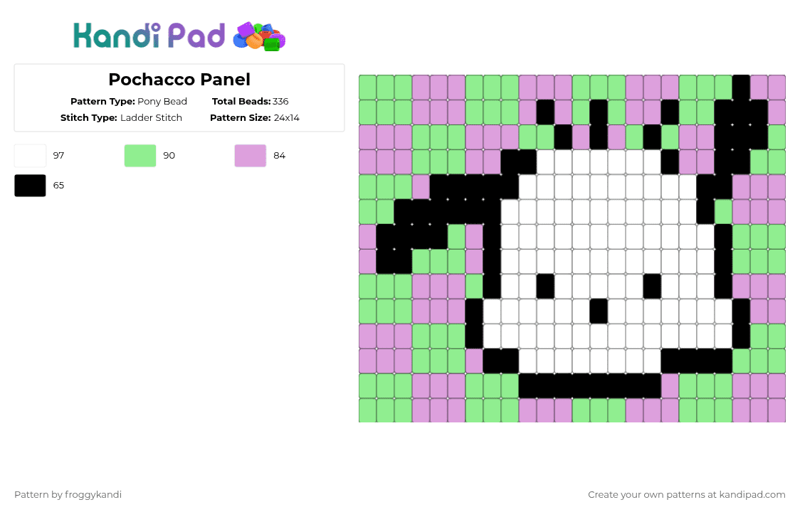 Pochacco Panel - Pony Bead Pattern by froggykandi on Kandi Pad - teal,pink,sanrio,pochacco,kawaii,dog