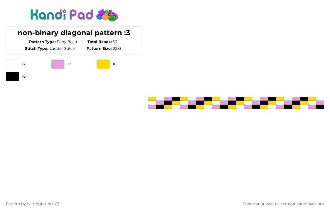 non-binary diagonal pattern :3 - Pony Bead Pattern by bettingbrunch67 on Kandi Pad - yellow,pink,nonbinary,lgbtq