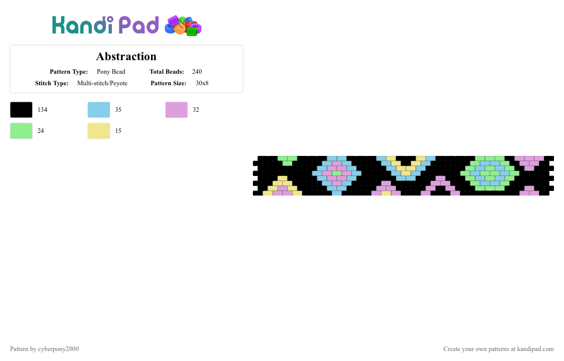 Abstraction - Pony Bead Pattern by cyberpony2000 on Kandi Pad - black,light blue,pink