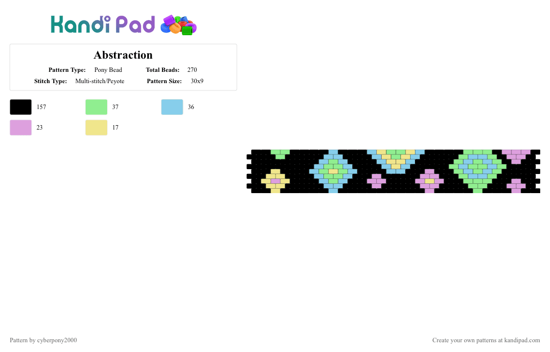 Abstraction - Pony Bead Pattern by cyberpony2000 on Kandi Pad - black,light blue,teal