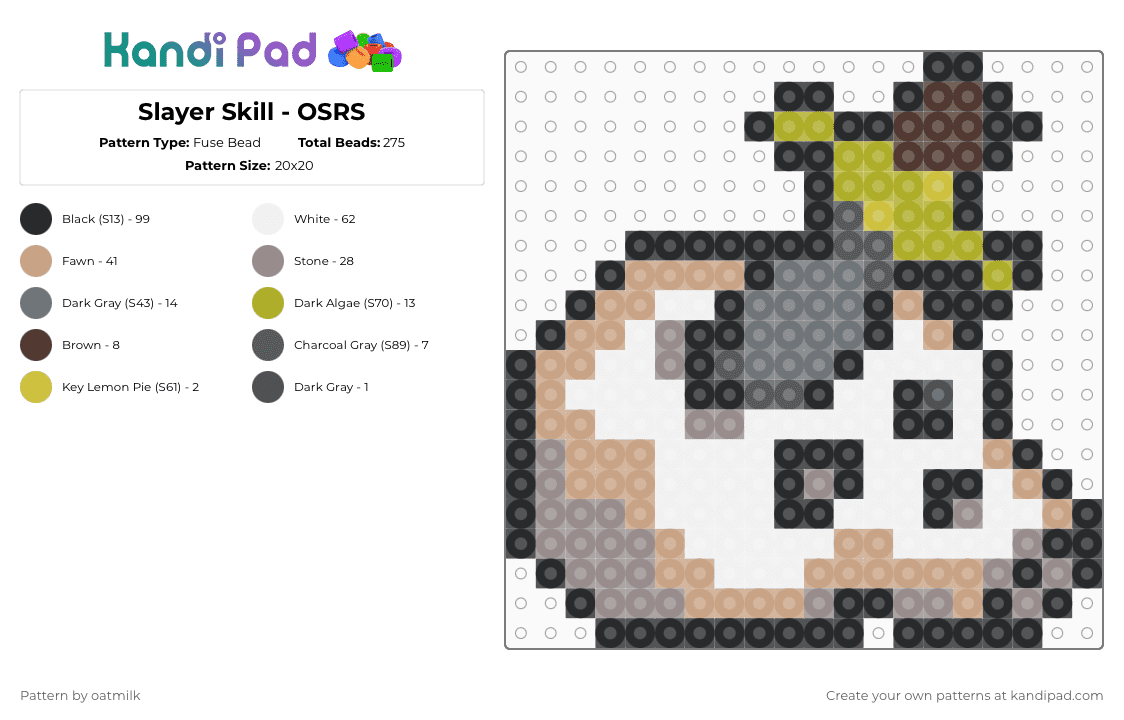 Slayer Skill - OSRS - Fuse Bead Pattern by oatmilk on Kandi Pad - gray,beige,runescape,gaming