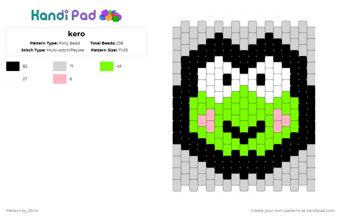 kero - Pony Bead Pattern by j3link on Kandi Pad - white,green