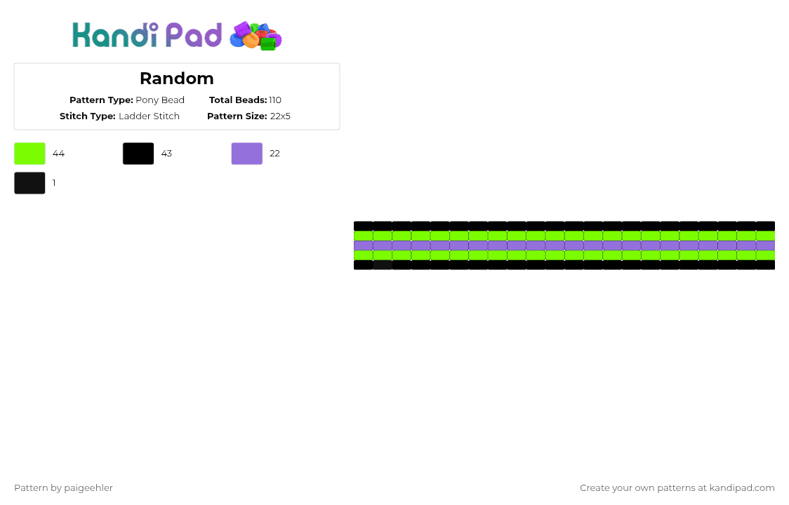 Random - Pony Bead Pattern by paigeehler on Kandi Pad - green,purple