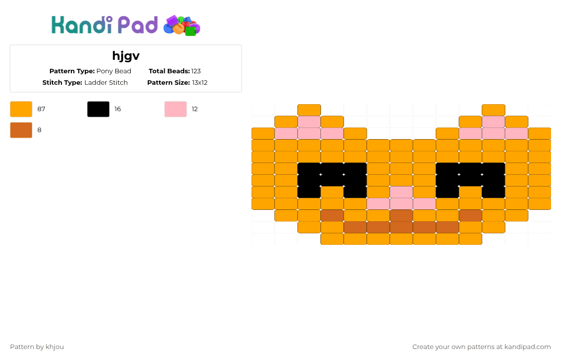 hjgv - Pony Bead Pattern by khjou on Kandi Pad - orange